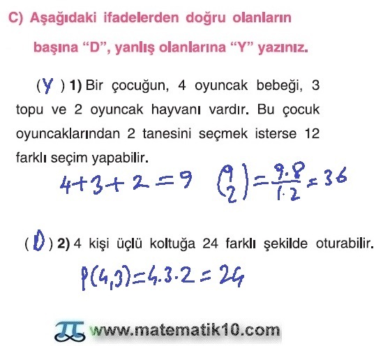 10. Sınıf Matematik Tuna Yayınları Ders Kitabı 47. Sayfa Çözümleri Göster Kendini